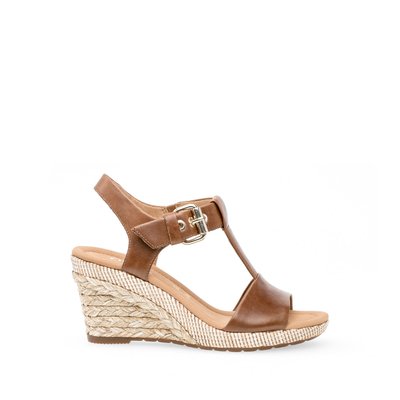 Sandales en cuir velours à talon compensé GABOR