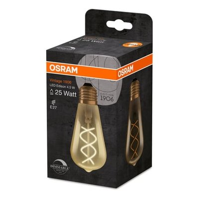 Ampoule Décorative Led Edison Ambré E27 Dimmable 4.5w=25 Chaud OSRAM