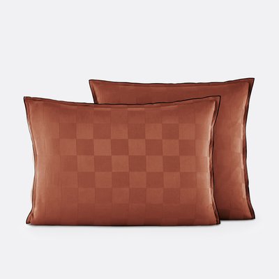 Taie d'oreiller satin de coton lavé, Victor damier LA REDOUTE INTERIEURS