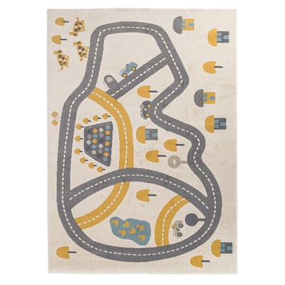Tapis enfant à poils ras doux CIRCUIT AFK LIVING
