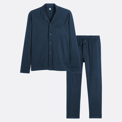Pyjama long col chemise en jersey LA REDOUTE COLLECTIONS