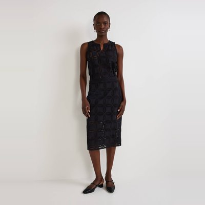 Jupe midi brodée en coton BIO MONOPRIX