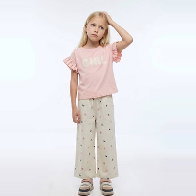 Pantalon brodé en denim léger MONOPRIX