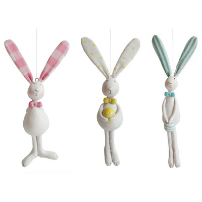 Set de 3 lapins de pâques à suspendre décoratifs H10 SIA DECO