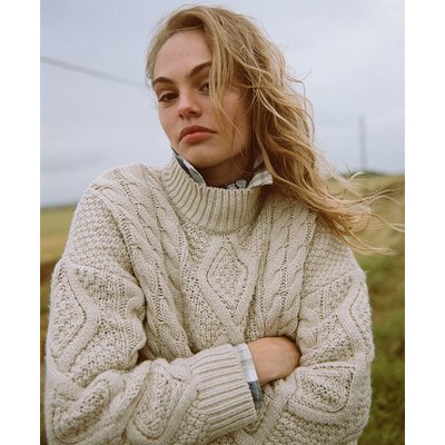 Pull polo en maille torsadée Aran SUPERDRY