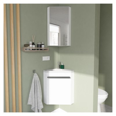 Lave-mains angle + armoire de toilette SKINO MOB IN