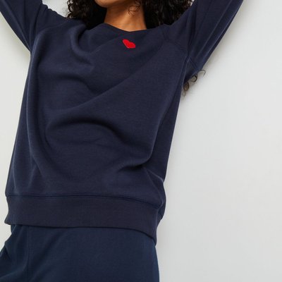 Sweat uni avec broderie coeur en molleton, certifié OEKO-TEX MONOPRIX LINGERIE