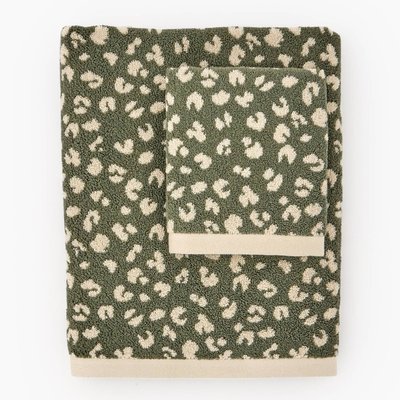 Serviette de toilette, coton BIO motif léopard, MONOPRIX