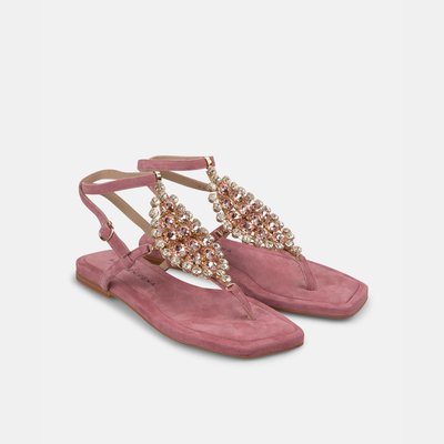 Sandales plates avec ornement en strass sur le dessus et fermeture à boucle ALMA EN PENA