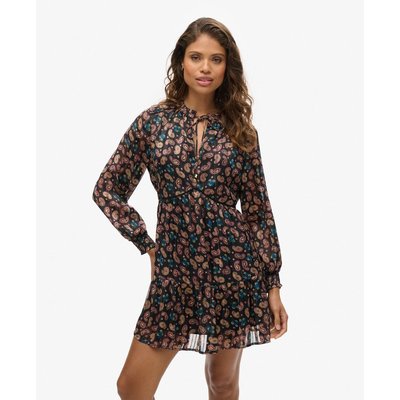 Robe courte à manches longues et imprimé métallisé SUPERDRY