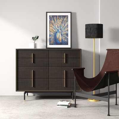 Комод из шпона дуба и латуни 8 ящиков SO'HOME