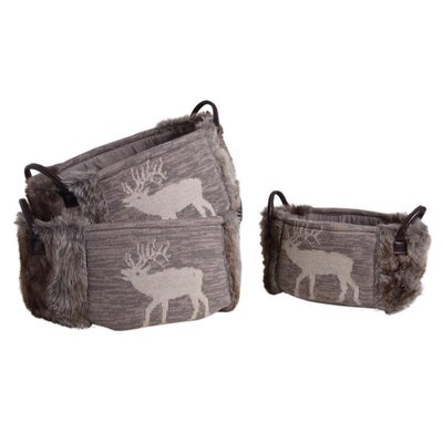 Corbeille de rangement ovale motif cerf (Lot de 3) AUBRY GASPARD