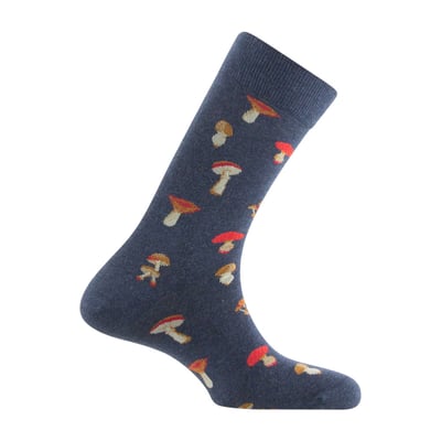 Mi-chaussettes Homme jersey all over de champignons Coton fabriquées en France KINDY