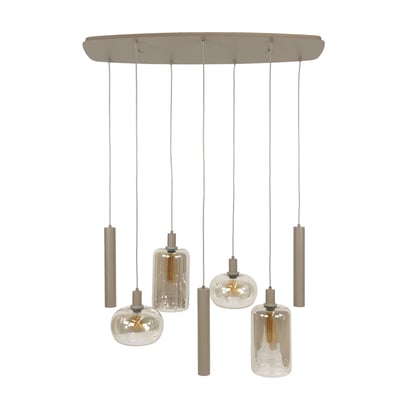 Suspension de table verre et métal beige 7 lampes NIAGARA PIER IMPORT