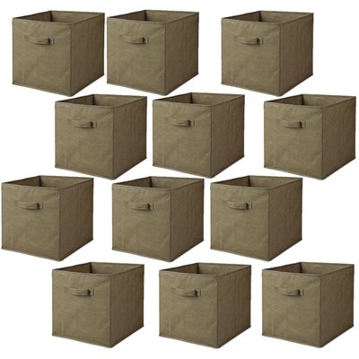 Lot de 12 cubes de rangement pliables en tissus avec poignée TOILINUX