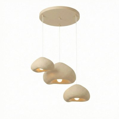 Suspension beige design organique 3 abat-jour NOXIS PIER IMPORT