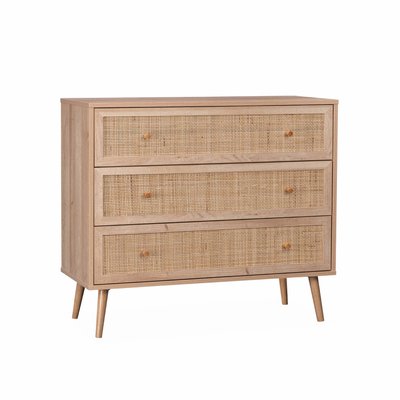 Commode effet bois et cannage 3 tiroirs BOHÈME SWEEEK