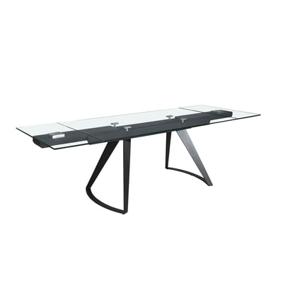 Table à manger extensible rectangulaire en verre trempé et acier ANGEL CERDA