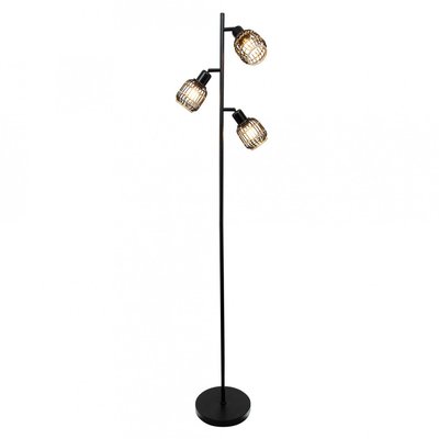 Lampadaire en métal et rotin tressé, LATIE C-CREATION