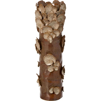 Vase cylindrique en poterie champignons RECOLLECTION