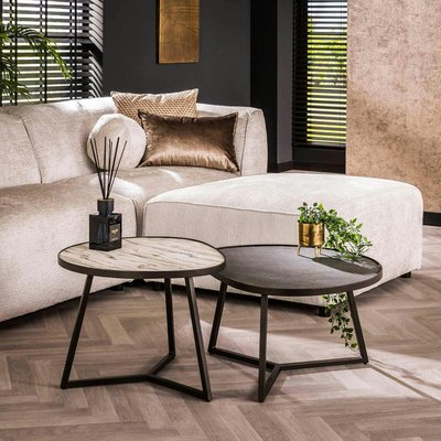 Table d'appoint ardoise et composite blanc (lot de 2) RALF PIER IMPORT