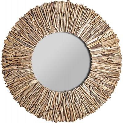 Miroir rond en bois tropical, Varverg RECOLLECTION