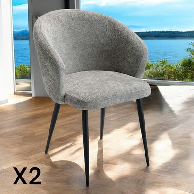 Chaise dossier rond tissu gris (lot de 2) IENA PIER IMPORT