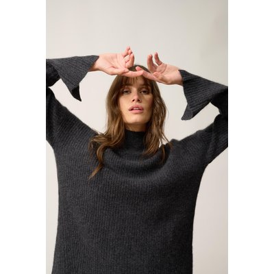 Pull Col Roulé 4 Fils Noir Chiné Louise JUST CASHMERE