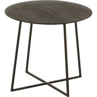 Table basse ronde teck et métal  design contemporain RECOLLECTION