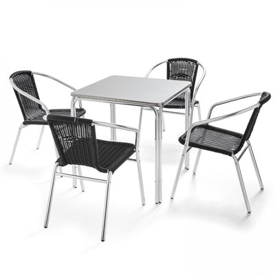 Table de jardin carrée en aluminium et 4 chaises OVIALA
