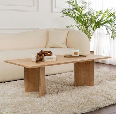 Table basse moderne effet chêne clair - pieds en V MARFA PIER IMPORT