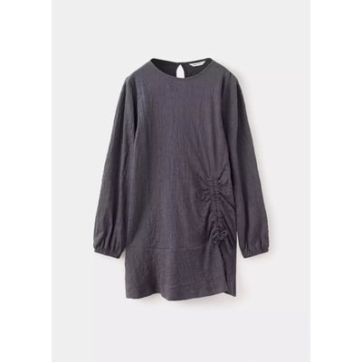 Robe texturée avec détail froncé sur le côté MANGO KIDS