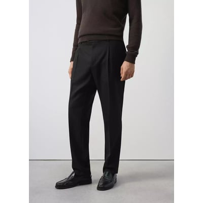Pantalon en laine mélangée regular fit à pinces MANGO MAN