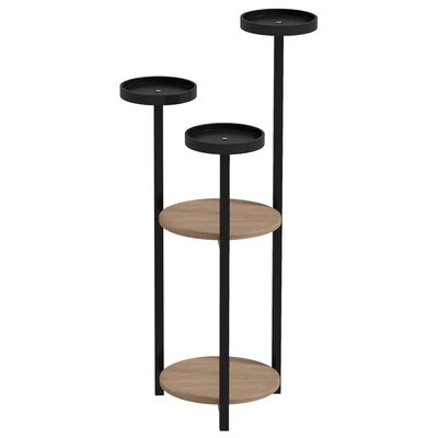 Étagère à plantes en bois étagères rondes 5 niveaux acier bois OUTSUNNY