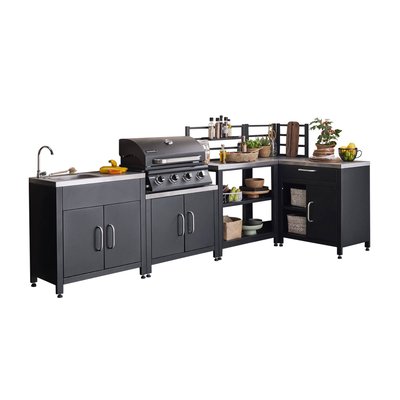 Cuisine extérieure 5 modules acier inoxydable avec barbecue gaz 4 brûleurs GRIMAUD 5 MODULES + BARBECUE GAZ SWEEEK