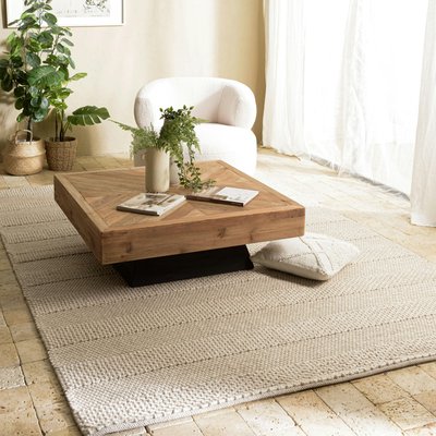 Tapis rectangulaire 160 x 230 cm laine bandes tissées lin PIER IMPORT