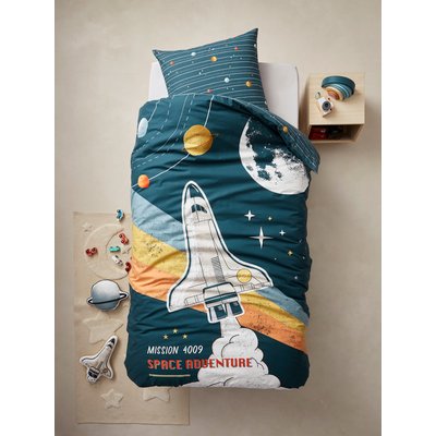 Parure enfant housse de couette + taie d'oreiller avec coton recyclé SPACE ADVENTURE VERTBAUDET