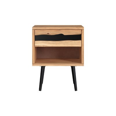 Table de chevet en bois d'acacia et métal, 1 tiroir et 1 niche - ALABAMA RENDEZ-VOUS DÉCO