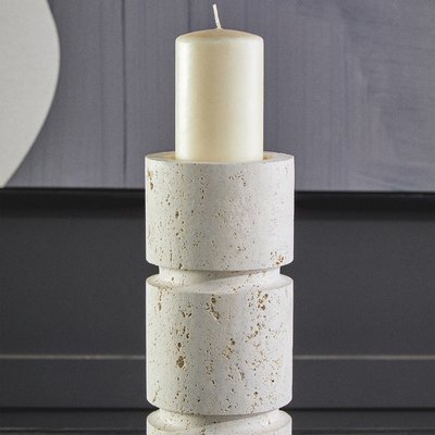30cm Tibor Travertine Candle Holder SO'HOME