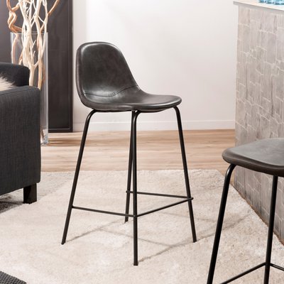 Lot de 2 chaises de bar tissu synthétique marron style contemporain TIM PIER IMPORT