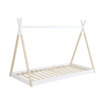 Lit tipi enfant 90 x 190cm bois de pin sommier à lattes inclus TOBIAS SWEEEK