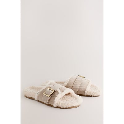 Chaussons sandales en peau lainée NEXT