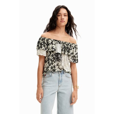 Blouse patchwork fleurs volants DESIGUAL