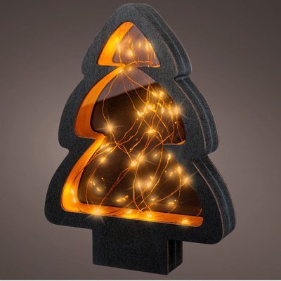 Sapin lumineux à poser H28 cm contour bois foncé PIER IMPORT