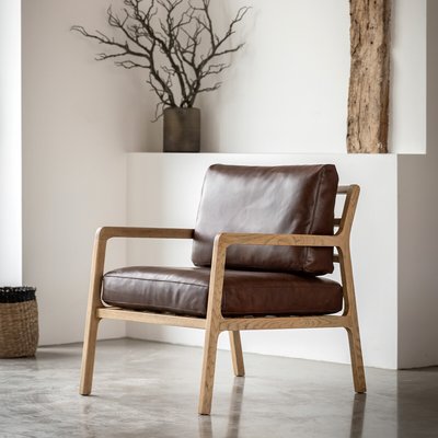 Dennery Leather Armchair with Oak Frame SO'HOME