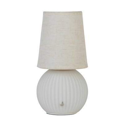 Rechargeable Ribbed White Glass Table Lamp SO'HOME