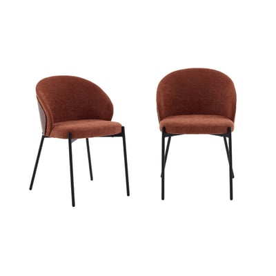 Chaise bois de peuplier teinté noyer, acier et tissu texturé (lot de 2) PAUL SWEEEK