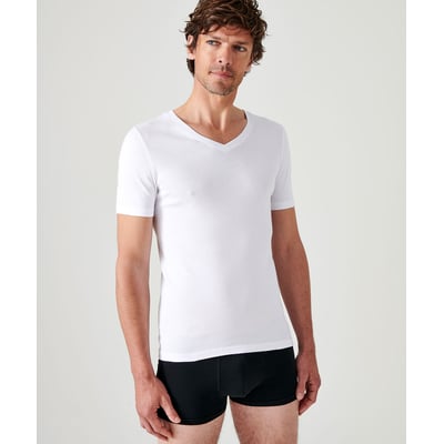 Lot de 2 t-shirts col V, pur coton peigné DAMART