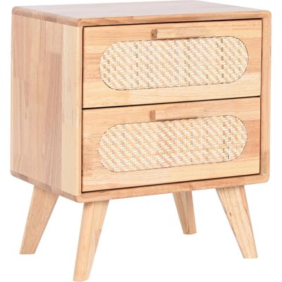 Table de chevet en bois et rotin RECOLLECTION