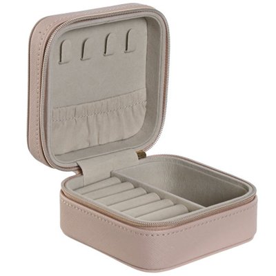 Boîte à bijoux de voyage rose pâle 9.5x9.5x5cm WADIGA